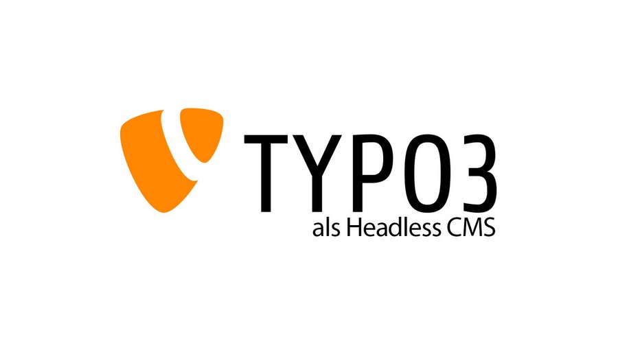 Auf dem Bild ist das TYPO3-Logo zu sehen. Darunter steht in kleineren schwarzen Buchstaben der Text „als Headless CMS“.