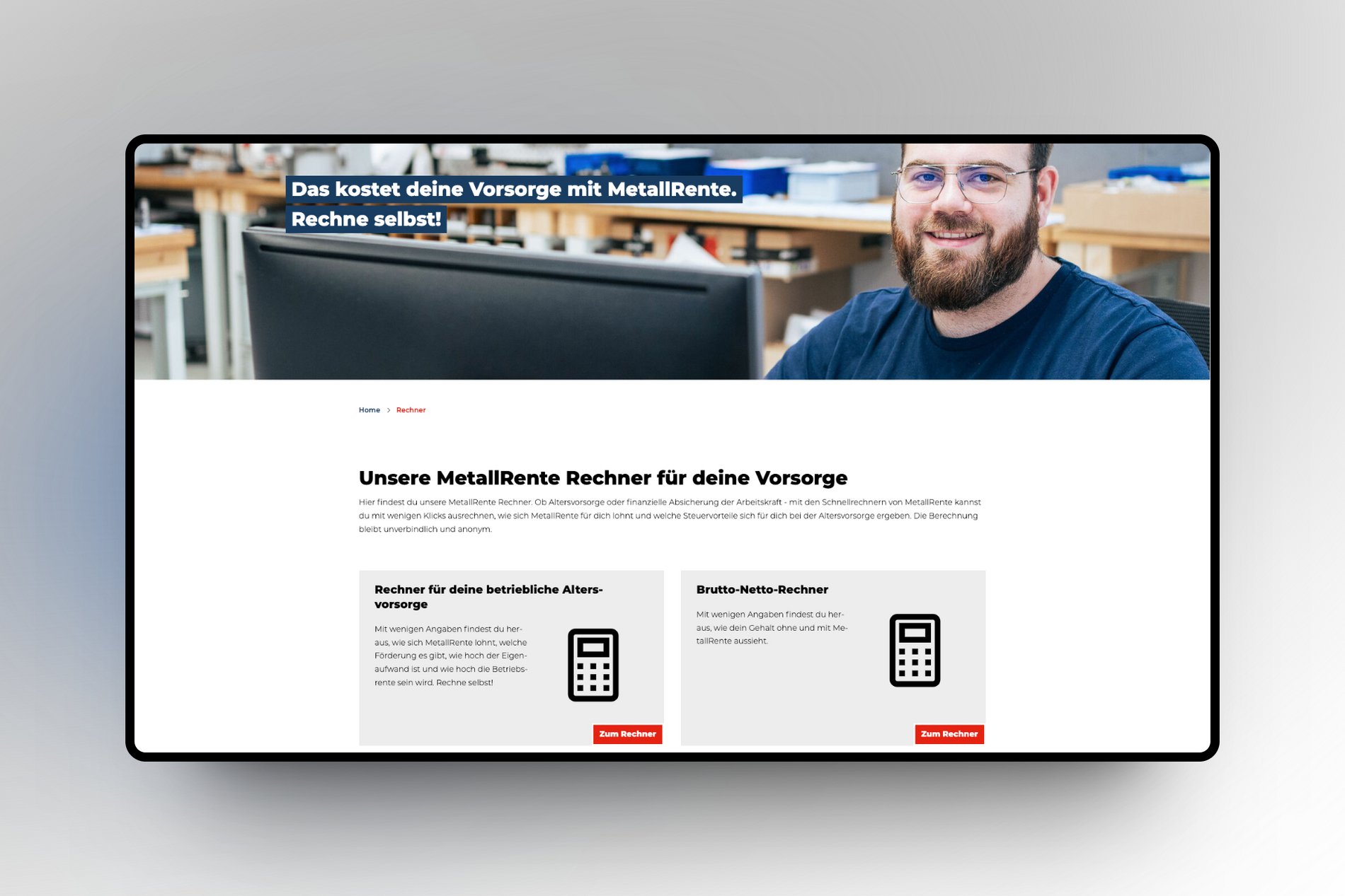 Verschiedene Beitragsrechner in der Website www.metallrente.de Verschiedene Beitragsrechner in der Website www.metallrente.de